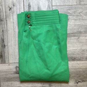 Louis Feraud Women's Green Front Slit Wool Pencil Dress Midi Skirt Size 8